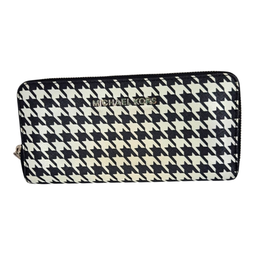 Michael Kors‎ Houndstooth Faux Leather Zip Wallet